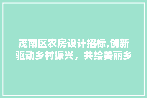 茂南区农房设计招标,创新驱动乡村振兴，共绘美丽乡村画卷
