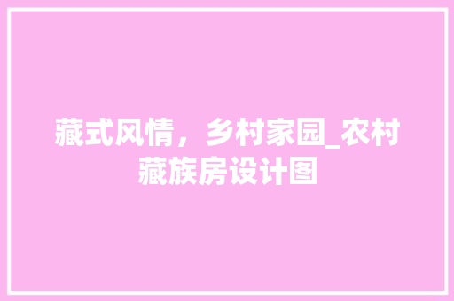 藏式风情，乡村家园_农村藏族房设计图