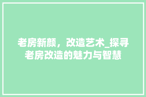 老房新颜，改造艺术_探寻老房改造的魅力与智慧