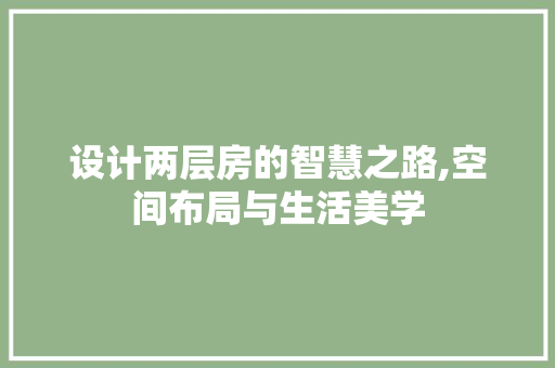 设计两层房的智慧之路,空间布局与生活美学