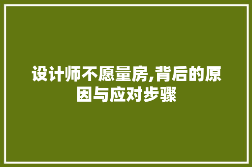 设计师不愿量房,背后的原因与应对步骤