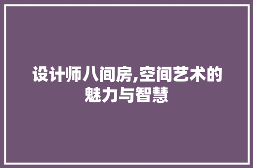 设计师八间房,空间艺术的魅力与智慧