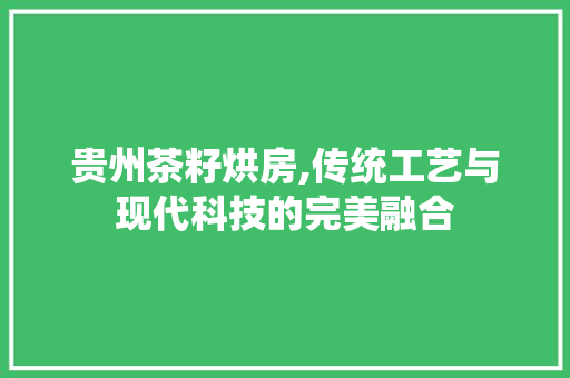 贵州茶籽烘房,传统工艺与现代科技的完美融合
