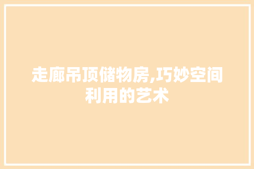 走廊吊顶储物房,巧妙空间利用的艺术