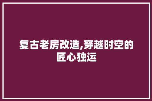 复古老房改造,穿越时空的匠心独运