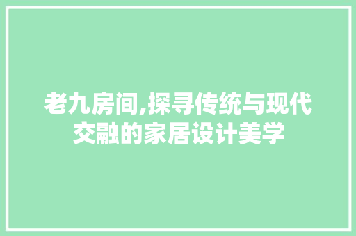 老九房间,探寻传统与现代交融的家居设计美学