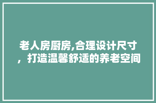 老人房厨房,合理设计尺寸，打造温馨舒适的养老空间