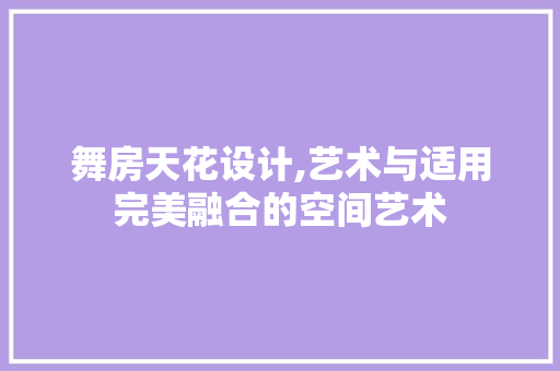 舞房天花设计,艺术与适用完美融合的空间艺术