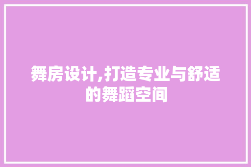 舞房设计,打造专业与舒适的舞蹈空间