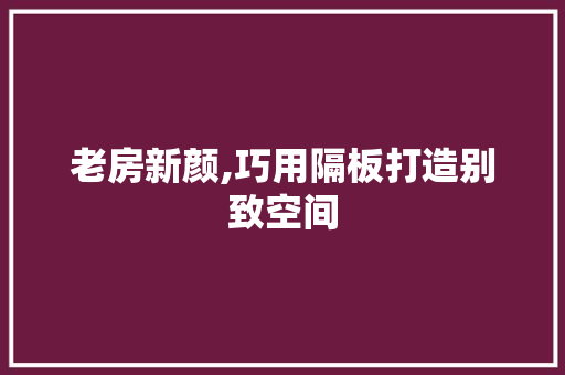 老房新颜,巧用隔板打造别致空间