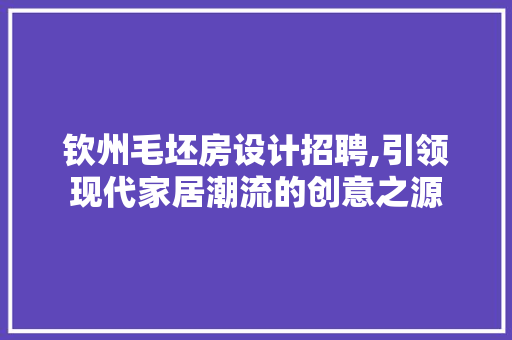 钦州毛坯房设计招聘,引领现代家居潮流的创意之源