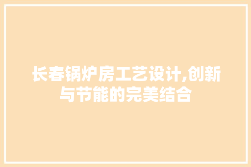 长春锅炉房工艺设计,创新与节能的完美结合