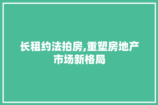 长租约法拍房,重塑房地产市场新格局