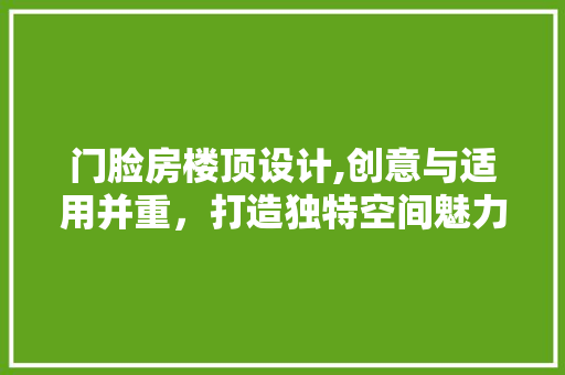 门脸房楼顶设计,创意与适用并重，打造独特空间魅力