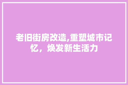老旧街房改造,重塑城市记忆，焕发新生活力
