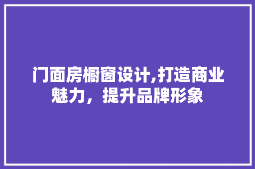 门面房橱窗设计,打造商业魅力，提升品牌形象