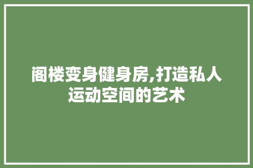 阁楼变身健身房,打造私人运动空间的艺术