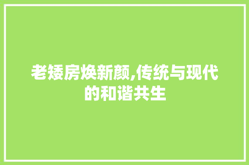 老矮房焕新颜,传统与现代的和谐共生