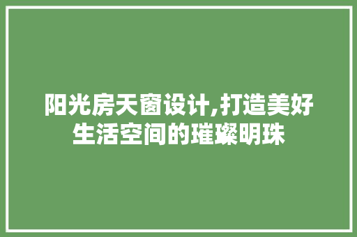 阳光房天窗设计,打造美好生活空间的璀璨明珠