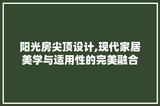 阳光房尖顶设计,现代家居美学与适用性的完美融合