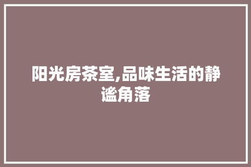 阳光房茶室,品味生活的静谧角落