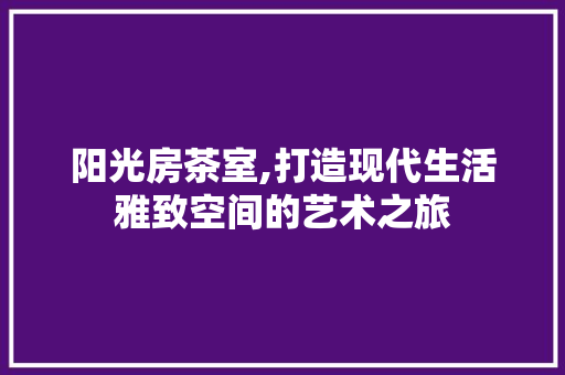 阳光房茶室,打造现代生活雅致空间的艺术之旅