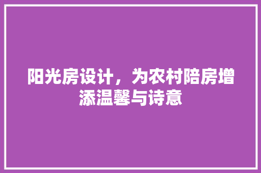 阳光房设计，为农村陪房增添温馨与诗意