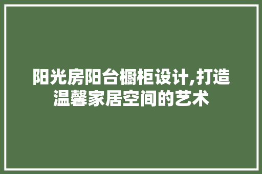 阳光房阳台橱柜设计,打造温馨家居空间的艺术