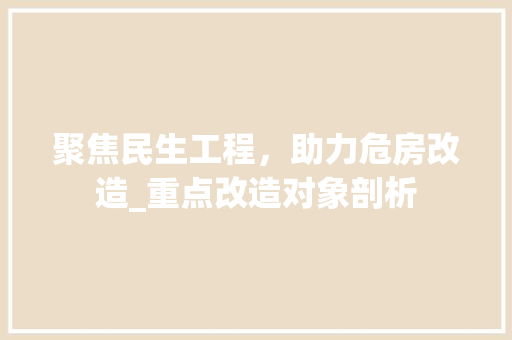 聚焦民生工程，助力危房改造_重点改造对象剖析