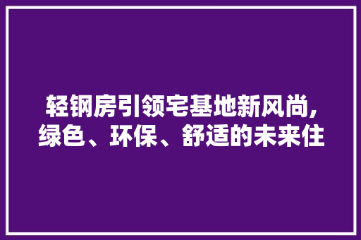 轻钢房引领宅基地新风尚,绿色、环保、舒适的未来住宅