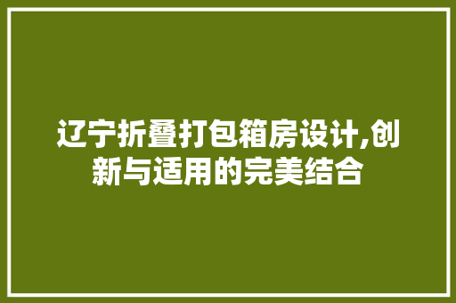 辽宁折叠打包箱房设计,创新与适用的完美结合