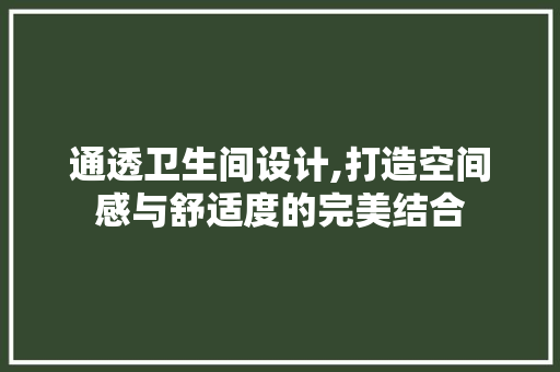 通透卫生间设计,打造空间感与舒适度的完美结合