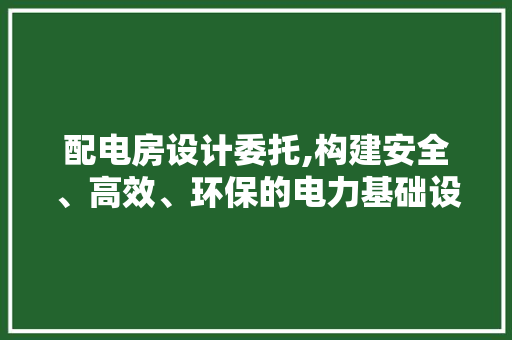 配电房设计委托,构建安全、高效、环保的电力基础设施