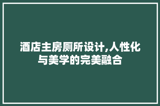 酒店主房厕所设计,人性化与美学的完美融合