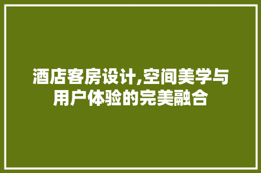 酒店客房设计,空间美学与用户体验的完美融合