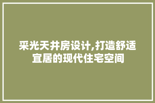 采光天井房设计,打造舒适宜居的现代住宅空间