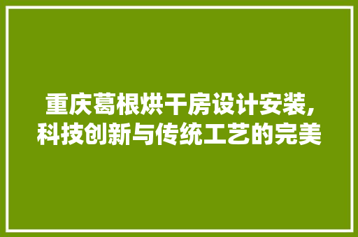 重庆葛根烘干房设计安装,科技创新与传统工艺的完美融合