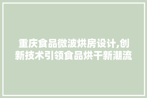 重庆食品微波烘房设计,创新技术引领食品烘干新潮流