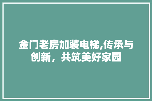 金门老房加装电梯,传承与创新，共筑美好家园
