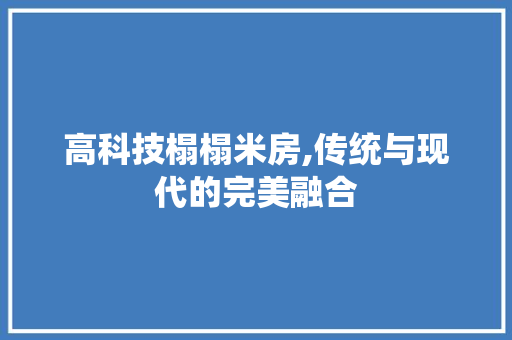 高科技榻榻米房,传统与现代的完美融合