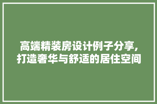 高端精装房设计例子分享,打造奢华与舒适的居住空间