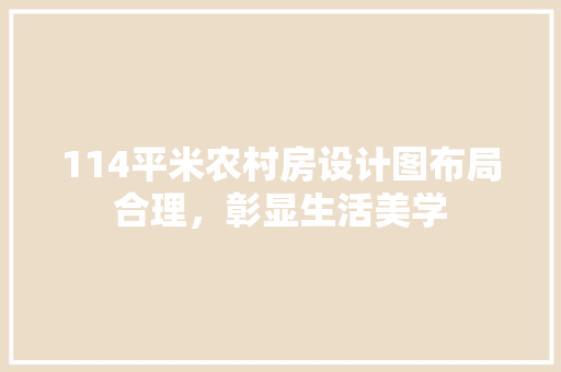 114平米农村房设计图布局合理，彰显生活美学