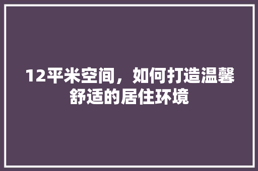 12平米空间，如何打造温馨舒适的居住环境