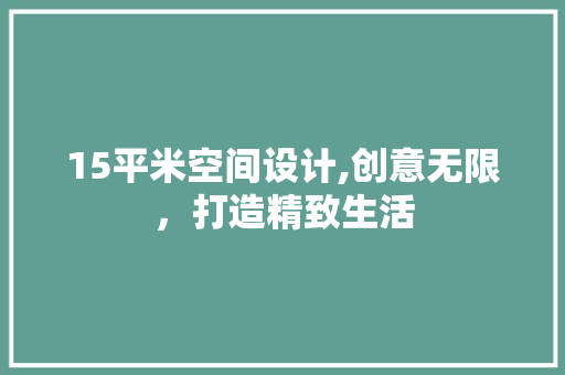 15平米空间设计,创意无限，打造精致生活