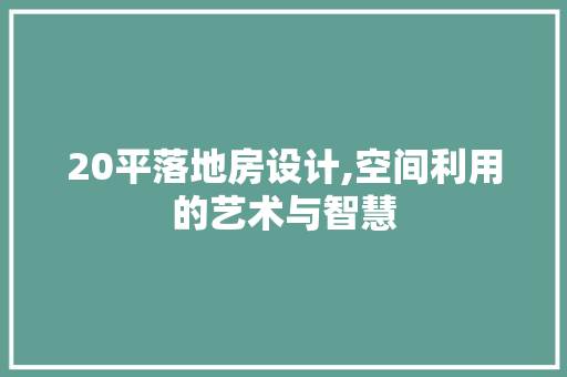 20平落地房设计,空间利用的艺术与智慧
