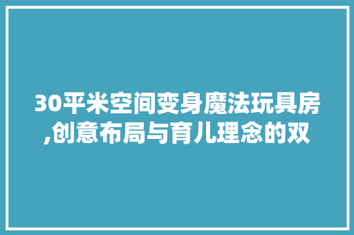 30平米空间变身魔法玩具房,创意布局与育儿理念的双重演绎
