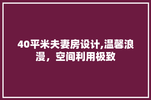 40平米夫妻房设计,温馨浪漫，空间利用极致