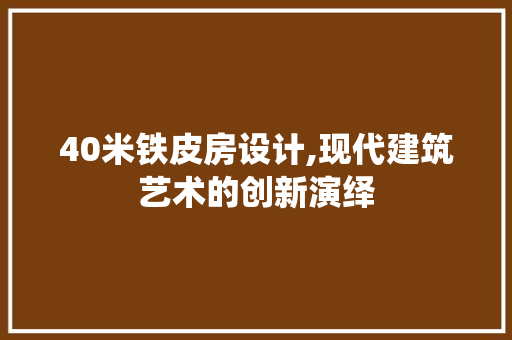 40米铁皮房设计,现代建筑艺术的创新演绎