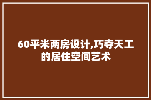 60平米两房设计,巧夺天工的居住空间艺术