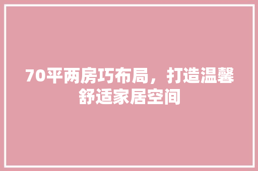 70平两房巧布局，打造温馨舒适家居空间